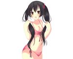  bikini black_hair fang kinoko5123 long_hair navel original swimsuit twintails white yellow_eyes 