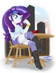  blue_eyes boots city danmakuman equestria_girls equine female hair horse human humanized my_little_pony pony purple_hair rarity_(eg) smile 