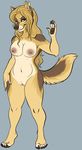  canine chubby dog female looking_at_viewer mammal nipple_piercing nipples nude piercing pussy shinebright solo standing waving 