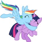  absurdly_absurd_res alpha_channel cute equine female feral friendship_is_magic hi_res horn horse hug mammal my_little_pony pegasus pony rainbow_dash_(mlp) sagegami smile twilight_sparkle_(mlp) winged_unicorn wings 