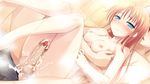  16:9 1boy 1girl arima_yousuke bath blonde_hair blue_eyes blush breasts brown_hair censored collarbone cum game_cg hatano_ririko ko~cha long_hair mixed_bathing nipples nude penis short_hair steam wet witch&#039;s_garden witch's_garden 