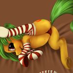  female feral friendship_is_magic fur green_hair hair legwear looking_at_viewer lying mango_(character) my_little_pony navel on_side open_mouth orange_fur panties pony-fuhrer presenting red_eyes smile socks solo spread_legs spreading stockings tres-apples underwear 