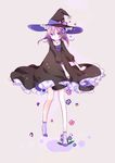  bara_no_maria black_dress dress flower hat korona_(bara_no_maria) long_hair meroru purple_eyes purple_hair solo witch_hat 