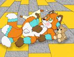  canine cub diaper fox green_eyes jimfox1985 male mammal multiple_tails nelson88 nude plushie young 
