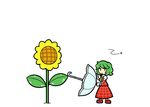  ascot bug comic dora_ita flower fly green_hair insect kazami_yuuka plaid plaid_skirt plaid_vest short_hair silent_comic skirt sunflower touhou umbrella vest 