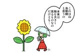  ascot comic dora_ita flower green_hair kazami_yuuka magnifying_glass plaid plaid_skirt plaid_vest short_hair skirt skirt_set sunflower touhou translated umbrella vest 