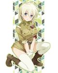  bad_id bad_pixiv_id blonde_hair blue_eyes boots breasts hellsing large_breasts looking_at_viewer miniskirt nagijin seras_victoria short_hair skirt solo thighhighs uniform white_legwear 