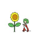  ascot blush_stickers comic dora_ita flower green_hair kazami_yuuka plaid plaid_skirt plaid_vest short_hair silent_comic skirt skirt_set sunflower touhou umbrella vest 