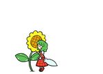  ascot blush_stickers comic dora_ita flower green_hair kazami_yuuka kiss object_kiss plaid plaid_skirt plaid_vest short_hair silent_comic skirt skirt_set sunflower touhou umbrella vest 