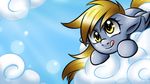 blonde_hair bubble bubbles cloud clouds cutie_mark derpy_hooves_(mlp) equine female feral friendship_is_magic fur grey_fur hair horse long_hair looking_at_viewer mammal my_little_pony outside pegasus pony princesssilverglow sky smile solo tongue tongue_out wings yellow_eyes 