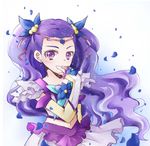  arm_warmers blue_flower blue_rose circlet detached_sleeves earrings fingerless_gloves flower gloves hair_ornament highres jewelry knk524 long_hair looking_at_viewer magical_girl midriff milk_(yes!_precure_5) milky_rose mimino_kurumi precure purple_eyes purple_flower purple_hair purple_rose rose simple_background skirt solo two_side_up white_background yes!_precure_5 yes!_precure_5_gogo! 