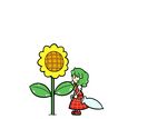  ascot blush_stickers comic dora_ita flower green_hair kazami_yuuka plaid plaid_skirt plaid_vest short_hair silent_comic skirt skirt_set sunflower touhou umbrella vest 