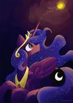  blue_eyes blue_fur blue_hair crown cutie_mark equine female feral friendship_is_magic fur glowing hair horn horse lilytrader long_hair mammal my_little_pony pony princess_luna_(mlp) royalty solo winged_unicorn wings 