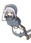  arm_up blush holding hood hoop kesa kumo_(atm) kumoi_ichirin long_sleeves lowres purple_hair smile solo standing touhou 