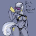  anthro anthrofied big_breasts bra breasts crossgender cutie_mark dialog english_text equine eyewear fan female friendship_is_magic glasses gold hair hair_band hand_on_hip hoity_toity_(mlp) horse jrvanesbroek lipstick mammal my_little_pony navel nipples panties pony ponytail standing sunglasses text underwear white_hair 