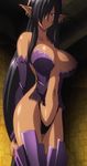  areolae black_hair breasts brown_eyes dark_elf dark_skin earrings elf hair_over_one_eye highleg highleg_panties highres jewelry kuroinu_~kedakaki_seijo_wa_hakudaku_ni_somaru~ large_breasts long_hair navel origa_discordia panties pointy_ears screencap shiny shiny_skin solo stitched third-party_edit underwear very_long_hair 