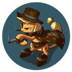  belt blonde_hair boots cape cigarette clothing cutie_mark equine female feral friendship_is_magic frown fur green_eyes gun hair hat horse long_hair mammal my_little_pony pistol pony ranged_weapon revolver samszym smoke smoking solo spears weapon 