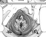  anatomically_correct_pussy bestiality canine canine_pussy close-up comic dog female feral human interspecies japanese_text mammal nezumi pussy pussy_juice sample spread_pussy spreading text 