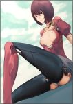  android breasts brown_eyes brown_hair female medium_breasts original short_hair sitting solo vi2 