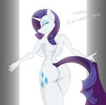  anthro anthrofied breasts butt cutie_mark dialog english_text equine eyes_closed female friendship_is_magic hair horn horse jrvanesbroek light mammal my_little_pony nude pony purple_hair pussy rarity_(mlp) solo standing text unicorn white_light 