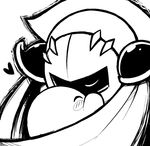  armor bad_id bad_pixiv_id blush_stickers cape closed_eyes gias-ex-machella greyscale heart hug kirby kirby_(series) mask meta_knight monochrome no_humans 