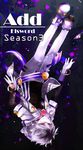  77_degrees add_(elsword) belt character_name copyright_name elsword full_body gloves grin jacket male_focus pants purple_eyes shoes smile solo tracer_(elsword) upside-down white_hair 