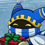  bad_id bad_pixiv_id closed_eyes gias-ex-machella gift hat kirby_(series) lowres magolor no_humans scarf solo 