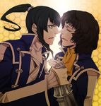  black_hair closed_eyes flynn_(smt4) gauntlets green_eyes jonathan_(smt) multiple_boys ponytail senbe_(motimotio) shin_megami_tensei shin_megami_tensei_iv tears wavy_hair 