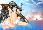  arare_(kantai_collection) ass black_hair blush breasts brown_eyes brown_hair butt_crack cameltoe cloud day ebisu_(amagi_seitetsujo) folded_ponytail frottage hat inazuma_(kantai_collection) kantai_collection long_hair multiple_girls nipples ocean open_mouth panties pink_panties silhouette sky small_breasts topless underwear underwear_only white_panties wo-class_aircraft_carrier 