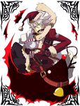  bad_id bad_pixiv_id black_pants blazblue christmas dead_spike green_eyes hat heterochromia kuro_yuzu male_focus pants ragna_the_bloodedge red_eyes santa_costume santa_hat silver_hair solo 