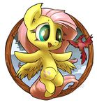  atryl avian badge bird cloud clouds cutie_mark equine feathers female feral fluttershy_(mlp) friendship_is_magic fur green_eyes hair horse mammal my_little_pony open_mouth pegasus pink_hair plain_background signature sky smile white_background wings yellow_fur 