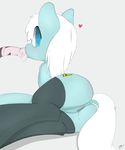  absurd_res animal_genitalia blue_eyes blue_fur cum equine female fur hair hi_res horse horsecock legwear majikplant420 mammal my_little_pony oral penis piercing pussy pussy_juice stockings tongue tongue_out volt_splicer white_hair 