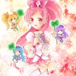  asahi_tooru blonde_hair blue_eyes blue_hair boots chibi choker clover_(flower) cure_blossom cure_marine cure_moonlight cure_sunshine dress flower hair_flower hair_ornament hair_ribbon hanasaki_tsubomi happy heartcatch_precure! knee_boots kneehighs kurumi_erika long_hair looking_at_viewer magical_girl multiple_girls myoudouin_itsuki open_mouth pink_eyes pink_hair ponytail precure puffy_sleeves purple_eyes purple_hair ribbon smile thighhighs tsukikage_yuri twintails very_long_hair white_legwear wrist_cuffs yellow_eyes 