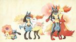 3_toes ambiguous_gender anthro barefoot black_fur blue_fur braixen canine cute delphox eyes_closed fennec fennekin feral flower fox fur grey_nose hand_on_hip happy jackal leaf looking_back lucario mega_evolution mega_lucario nintendo nude open_mouth orange_eyes orange_fur orange_nose plant pok&eacute;mon red_eyes red_fur riolu sharp_teeth sitting size_difference smile spikes standing stick sweat teeth tongue unknown_artist video_games white_fur wood yellow_fur young 