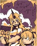  cave cuffs height_difference horn hoshiguma_yuugi mizuhashi_parsee multiple_girls pointy_ears setz shackles touhou 