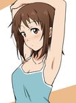  armpits arms_up brown_eyes brown_hair camisole ikari_manatsu short_hair solo takanashi_nazuna working!! 