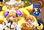  :d black_hair blonde_hair blue_eyes blush bow brown_eyes chestnut_mouth chibi drill_hair fang fox_tail hair_bow hat heart kazami_karasu long_hair long_sleeves luna_child multiple_girls multiple_tails open_mouth orange_hair red_eyes short_hair smile star_sapphire sunny_milk tail touhou two_side_up wings yakumo_ran yellow_eyes 