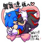  couple cute gay happy hedgehog japanese japanese_text love male mammal sega shadow sonadow sonic_(series) sonic_the_hedgehog text video_games 