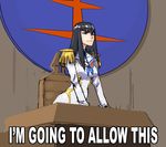  black_hair blue_eyes darren_geers epaulettes futurama junketsu kill_la_kill kiryuuin_satsuki meme parody smile solo text_focus 