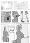  anthro areola balls bathroom big_breasts breasts bulge butt clothing comic dickgirl equine freckles_(artist) horse intersex looking_back mammal nipples nude panties sheath shirt shower tank_top underwear undressing wide_hips 