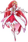  boots bow brooch character_sheet coat cure_ace dokidoki!_precure full_body hair_bow jewelry knee_boots long_hair madoka_aguri magical_girl official_art precure puffy_sleeves red_eyes red_hair red_skirt skirt smile solo takahashi_akira transparent_background wrist_cuffs 