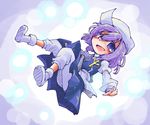  blue_eyes blue_hair hat letty_whiterock light_particles open_mouth shinapuu short_hair smile solo touhou 