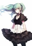  bad_id bad_pixiv_id dress floating_hair green_hair hatsune_miku long_hair nonoharak pantyhose solo vocaloid white_background 