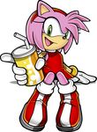  amy_rose english_text female green_eyes hair headband hedgehog mammal official_art pink_hair red_shoes sega shoes soda solo sonic_(series) text 