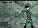  aria_quarzo bad_deviantart_id bad_id badge chain engrish finger_gun fingerless_gloves fingers genderswap genderswap_(ftm) gloves green green_eyes green_hair hatsune_mikuo headphones highres male_focus military military_uniform necktie ranguage smile solo strap uniform vocaloid 