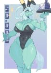 absurd_res anthro blue_eyes bottomwear bunny_costume clothing costume digital_media_(artwork) dinosaur english_text female hair hi_res ice nails nanokindred platter reptile scalie solo text