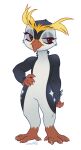 anthro avian bird brown_eyes hi_res lostgoose male penguin simple_background solo standing