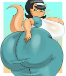 anthro big_breasts big_butt black_hair breasts butt clothing domestic_cat dress felid feline felis female geebie33 green_eyes hair hand_on_butt hi_res huge_breasts huge_butt looking_at_viewer looking_back mammal mrs._katswell nickelodeon smile solo t.u.f.f._puppy tan_body thick_thighs wide_hips