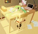  bad_id bad_pixiv_id cd_player chair closed_eyes computer desk flower_pot green_hair guitar hatsune_miku headphones instrument laptop long_hair pisces_(swkywon) sheet_music sitting sleeping solo thumbtack twintails vocaloid 