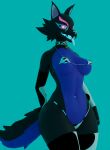 absurd_res animal_print anthro bikini breasts canid canine canis clothing collar cow_print epic_games female fortnite hi_res highwire mammal micro_bikini model nipples one_01 pack_leader_highwire solo swimwear wolf